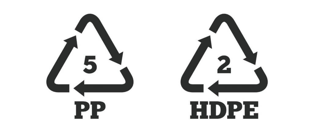 PP and HDPE plastic symbols