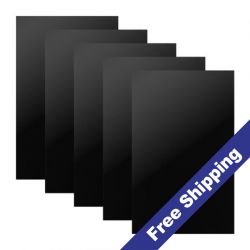 Glowforge®-Compatible 12" x 19" x 1/8" Black Acrylic Sheets - 5 Pack